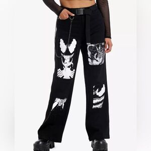 Marvel Venom Patches Wide Leg Denim Pants Hot‎ Topic